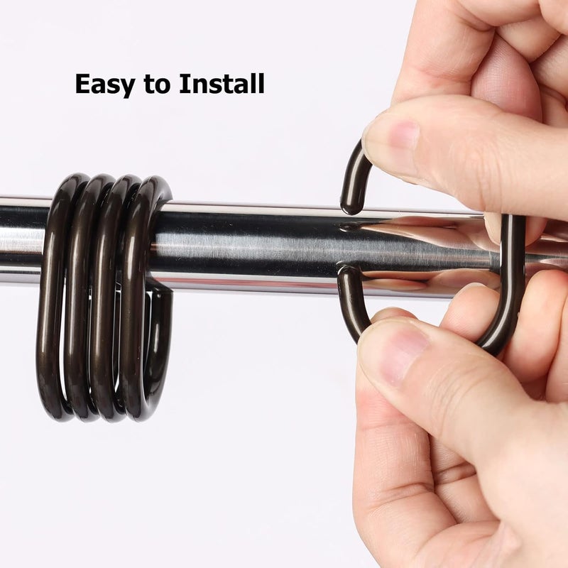 Ulable Premium Plastic Shower Curtain Rings Shower Curtain Hooks Gliding on Standard Shower Rods Easy Snap Closure (C Shape,Bronze,24Pcs) - Image 4